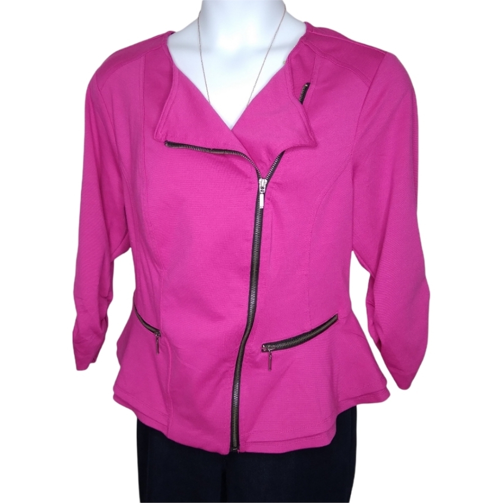 TORRID Fuschia Peplum MOTO Zip Jacket Blazer TORRID SIZE 2   Size 2X